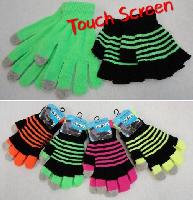 Double-Layer Neon Touch Screen Gloves [Stripes]